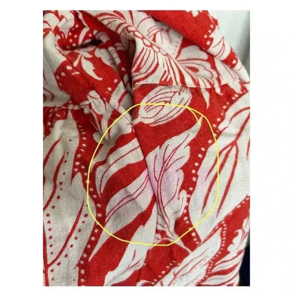 Red Floral Linen Blend Lace Up Dress Flower Maxi Pockets Who What Wear Size S - Picture 4 of 13